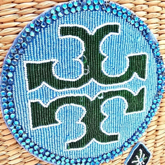 🆕 Tory Burch Special Edition Ella Straw Tote Beaded Logo Lining & Drawstring - Picture 13 of 17